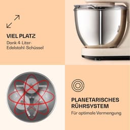 Mini Keukenmachine met Planetaire Garde - 1200W Kracht en 6 Snelheidsstanden — thumbnail 4