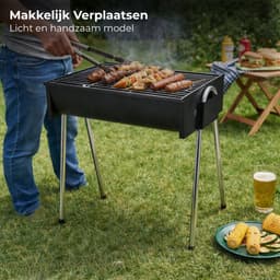 Lomera Houtskoolbarbecue - Houtskool BBQ - Barbecue - BBQ - Draagbare BBQ - Camping BBQ - Balkon BBQ - Kleine Barbecue - Draagbare Houtskoolbarbecue - Compacte BBQ — thumbnail 2