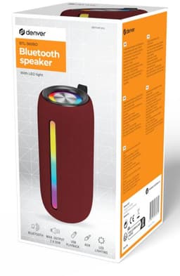 Denver Bluetooth Speaker Draadloos - Lichteffecten - Muziek Box - AUX - TWS Pairing - BTL360 - Rood — thumbnail 4