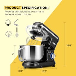 Keukenmachine 5,7 liter met 10 snelheden en spatbescherming — thumbnail 4