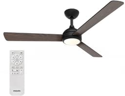 Philips Civx Plafondventilator met LED-lamp - 3 Bladen - Diameter: 132cm - Drie tinten wit licht (3000K / 4300K / 6500K) - Dimbaar tot 10% - Afstandsbediening - Zwart of Donker hout - 2500 Lumen — thumbnail 1