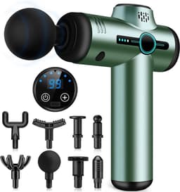 Mini-massagepistool voor spieren, 99 snelheden, ultrastil massagepistool, 6 massagekoppen, lcd-scherm, draagbare massager - verlicht spierpijn — thumbnail 1