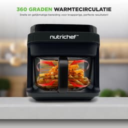 Nutrichef Airfryer 5,5 L – 8-in-1 Kookmodi, Transparante Kom, Nauwkeurige Temperatuur & Timer – Zwart — thumbnail 4