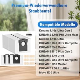Allecto plus - Herbruikbare stofzakken Dreame X50 Ultra Complete X40 Ultra Complete L10s Ultra Gen 2 L10s Ultra D10 Plus Gen 2 Mova E30 Ultra robotstofzuiger reserveonderdelen — thumbnail 4