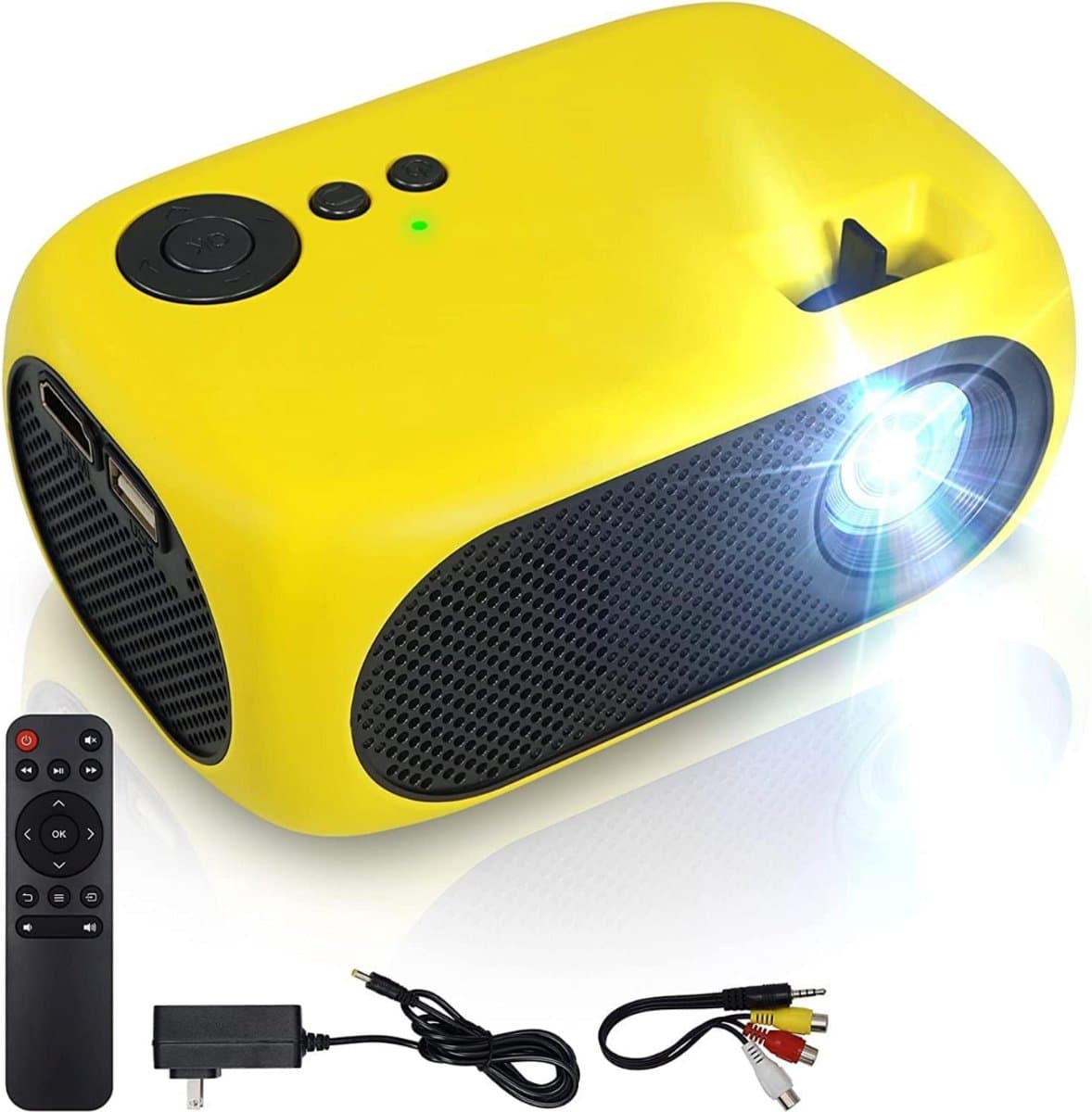 SCH® Draagbare beamer - Beamer - Projector - Mini Beamer - Geel - 14cm x 9cm x 6cm — afbeelding 1