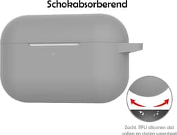 Hoesje Geschikt voor Apple AirPods Pro 2 - Siliconen Hoes met Clip - Silicone Case Cover - Grijs — thumbnail 3