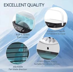 Aircooler - Airco - 12Watt - Koelventilator - Ventilator - Bevochtiger met Sprayfunctie - Mini - Voor Slaapkamer of Bureau - 900 ml Grote Watertank - Met 5v USB - Ijsmachine - Mobiele Airco - Luchtkoeler — thumbnail 5