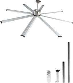Plafondventilator 213 Cm - 8 Aluminium Bladen - 6 Snelheden - Stille Motor - Perfect voor Grote Ruimtes en Buitenterras — thumbnail 1