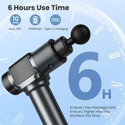 Massagepistool, Deep Tissue Massagepistool, Percussieve Spiermassagepistool voor Atleten, Draagbare Elektrische Rugmassager met 30 Snelheidsniveaus en 9 Massagekoppen (Zwart) — thumbnail 5