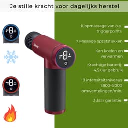 Beurer MG 195 HOT & COLD Limited Edition 25 Massage Gun - Verwarmt & koelt spieren - Incl. 7 opzetstukken - 9 Intensiteitsniveaus - Krachtige accu - Draadloos gebruik - 3 Jaar garantie - Bordeaux/zwart — thumbnail 5