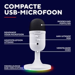 Trust GXT 234W Yunix - USB Microfoon - Gaming en Streaming - Cardioïde - RGB Verlichting - Wit — thumbnail 5
