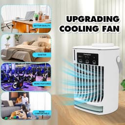 Mobiele airco zonder afvoer-mobiele airco zonder slang-3-in-1 mini-afvoerloze draagbare airconditioner-mobiele airco voor slaapkamer-3 windsnelheden, grote watertank, luchtkoeler voor slaapkamer, thuiskantoor-wit — thumbnail 4