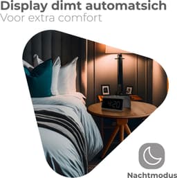 Caliber Wekker - Draadloze Oplader - Wake-up Light - Digitale wekker - Wekkers digitaal - Digitale klok - Antraciet Grijs (HCG019QI-SG) — thumbnail 4
