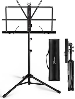 Finesse Muziekstandaard voor Bladmuziek - Opvouwbaar - met Draagtas - Lessenaar - voor Tablet -Zwart — thumbnail 1