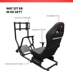 REBBLERS® SIMR 300GM Sim Racing Cockpit + Gearshift Holder + Monitor Mount - Racestoel - Volledig Verstelbaar - Zwart — thumbnail 3