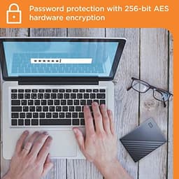 Draagbare 2TB harde schijf met 256-bit hardwareversleuteling en automatische back-up software — thumbnail 5