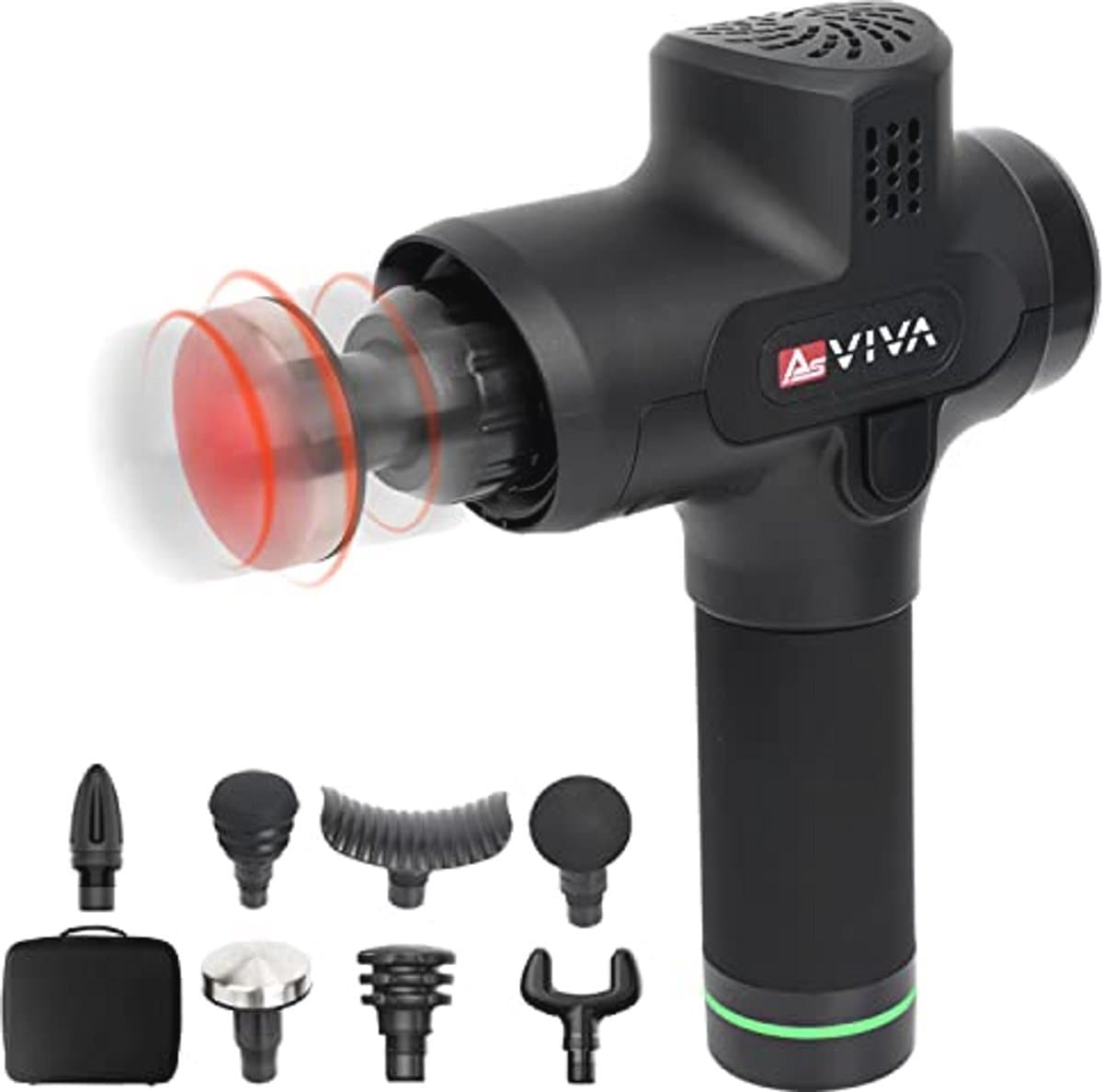 Massagepistool met Warmtekop en Verwisselbare Accu - 7 Massagekoppen en USB-Oplaadfunctie — afbeelding 1