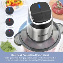 Foodprocessor en vleesmaler met glazen en roestvrijstalen kommen, 450W motor en oververhittingsbeveiliging — thumbnail 5