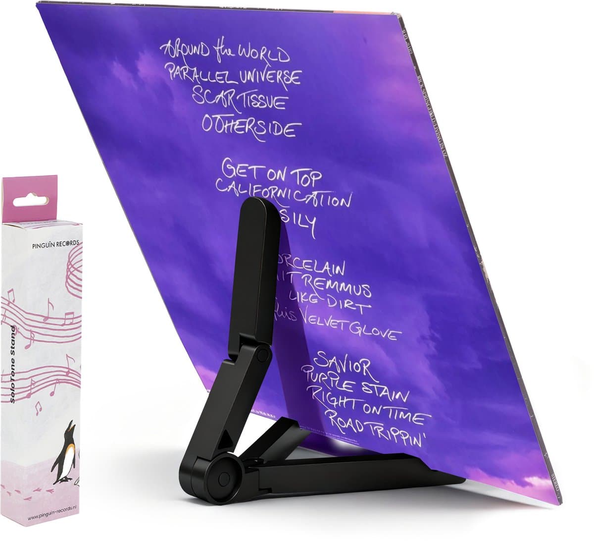 Pinguïn Records – SoloTone Stand - Opvouwbare LP Houder – LP Standaard - Zwart – Vinyl Houder – Handig op te bergen — afbeelding 1