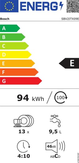Bosch SBV2ITX09E - Serie 2 - Inbouwvaatwasser - 60 cm - Extra hoog - Home Connect - Extra droge vaat — thumbnail 3