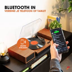 Retro Platenspeler met Bluetooth en Speakers - Fenton RP165 - Incl. Naald - Bruin Hout — thumbnail 3