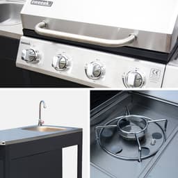 sweeek - Gasbarbecue met 4 branders + 1 zijbrander, buitenkeuken met gootsteen, keukengerei en thermometer - rochefort — thumbnail 5