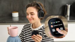 LifePods Smart draadloze over-ear koptelefoon met touchscreen, Bluetooth 5.3, Hybrid ANC noise cancelling, app-bediening, microfoon, USB-C, 3,5 mm AUX, opvouwbaar design, hoofdtelefoon voor muziek, reizen, werk en bellen — thumbnail 4