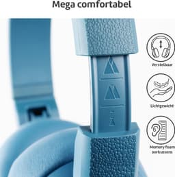 POGS - The Turtle - Draadloze over-ear koptelefoon met Noise Cancelling - Bluetooth - Veilige volumebegrenzing - Duurzaam - Gratis app voor extra functies - rBlauw — thumbnail 4