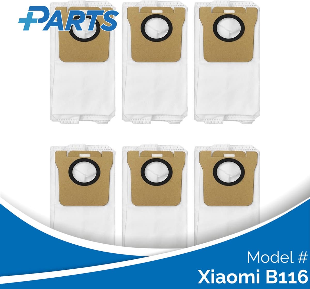 Xiaomi B116 Stofzakken (6 Stuks, Plus.Parts® alternatief voor RDB3) — afbeelding 1