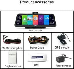 Dashcam voor Auto - 10" 4G ADAS Dashcam - GPS Navigatie & Dual Lens Achteruitrijcamera - 15m Achtercamera - Geen Geheugenkaart - Zwart — thumbnail 5