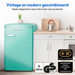 MEDION retro koel-vriescombinatie (95L koelkast, 13L 4-sterren vriesvak, 108 liter inhoud, LED interieurverlichting, traploze temperatuurregeling, retro design, MD 37790) — thumbnail 5