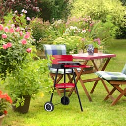 barbecue op wielen - Ø 40 cm - hoogte verstelbaar rooster - windvanger — thumbnail 3