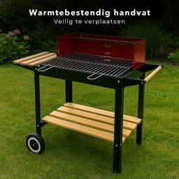 Cheqo® Houtskoolbarbecue op Wielen - BBQ Verrijdbaar - Houtskool Barbecue - Staal - Mobiele BBQ voor Buiten - Ideaal voor Tuin en Camping — thumbnail 3