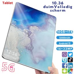 5G 2025 Nieuwe Wereldwijde Versie 10,36 Inch Tablet Android 16GB RAM 1TB ROM Android Dual Sim 10-Core Bluetooth Tablet PC Netwerk - Zilver — thumbnail 4