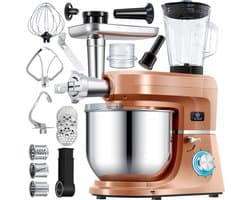 KESSER® 3 in 1 Keukenmachine Foodprocessor - Keukenmixer - Keukenrobotor K-KM 3000 met Kneder Multifunctionele Mixer 5,5 L Kom met 3 Menggereedschappen 1,5 L Sapcentrifuge Worstset Pasta & Koekjesvormen - Koper