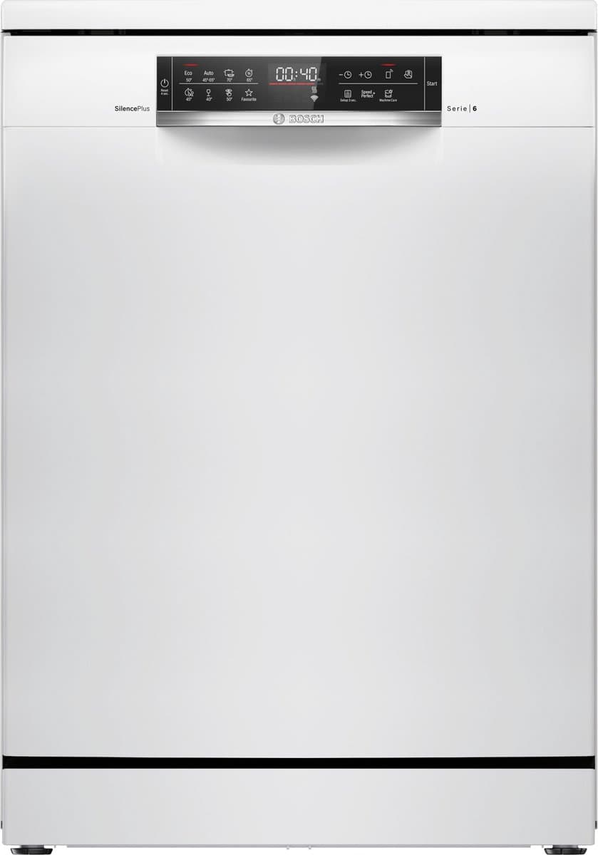 Bosch Serie 6 SMS6ECW04E - Vaatwasser- Vrijstaande vaatwasser -60 cm - Wit - Stil- Efficient Dry: verbeterde droogprestaties door de automatisch geopende deur - VarioLade: een lade voor bestek, klein kookgerei en zelfs kleine kopjes — afbeelding 1