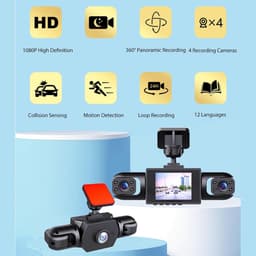 4-kanaals Dashcam - Auto Camera Set - Veiligheid Onderweg - 360 Graden Dekking - 1080p HD - Zwart — thumbnail 3