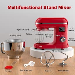Keukenmachine - Keukenrobot Mixer - Bakken En Koken - Lcd Display Timer - 5.5 Liter - Rood — thumbnail 4