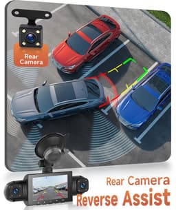 SnelShoppen - Dash Camera 360° 4-kanaals dashcam auto FHD 1080p met 4 camera's voor, achter, links en rechts, 3 inch met IR-nachtzicht, 24H parkeermon — thumbnail 4