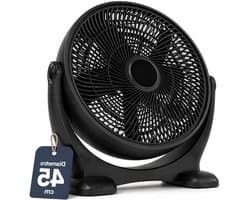 Staande Ventilator - Vloerventilator Peer - Ruimte Koelen - Robuuste Stalen Constructie - 45 cm Blad - Zwart
