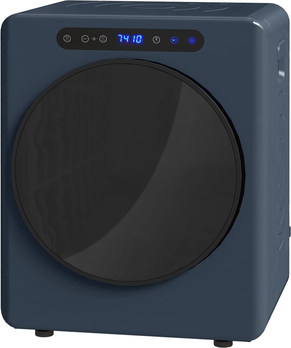 TEKROA® 5 kg wasdroger met ventilatie - 1000 W compacte vrijstaande wasdroger met voorlader - roestvrijstalen trommel - timer - blauw — afbeelding 1