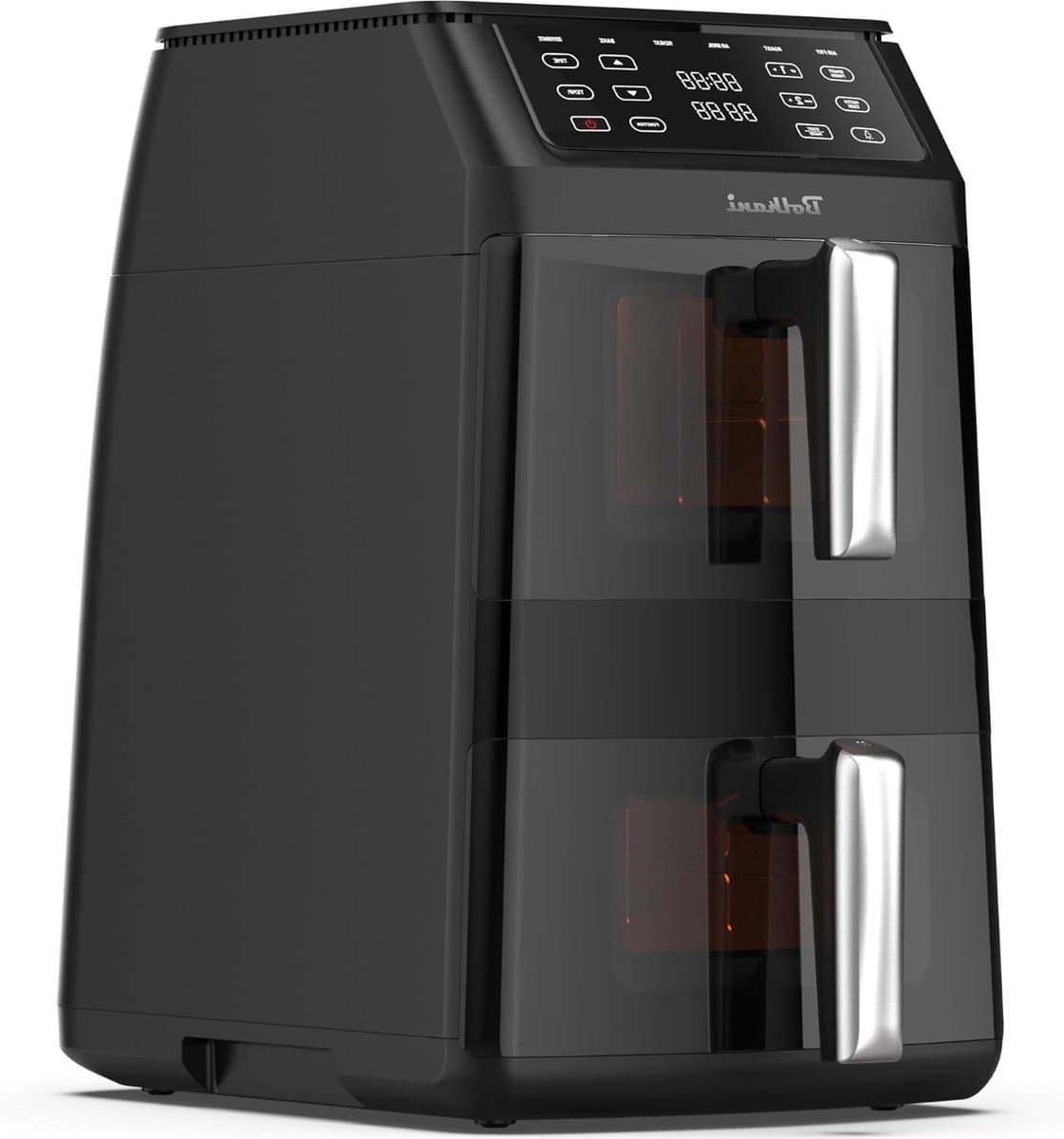 Heteluchtfriteuse Dubbel - Dubbele Kamer - Gezond Koken - Slimme Bereiding - 11 Liter - Zwart Zilver — afbeelding 1