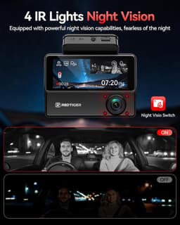 Dashcam voor auto - Zwart - 3 kanalen - 2,5K + 2,5K + 1080p infrarood nachtzicht - Met touchscreen en GPS voor optimale veiligheid — thumbnail 4