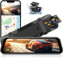 Dashcam voor auto - Zwart - 10 inch - Spiegel Dashcam met 4K Ultra-HD en Achteruitrijcamera - Voor Auto — thumbnail 1
