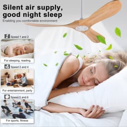 HAUSS SPOLE Ventilator – 52 Inch Plafondventilator Met 3 Houten Bladen En Afstandsbediening – 132 Cm – Metaal En Hout – Wit En Naturel – Voor Woonkamer En Terras — thumbnail 3