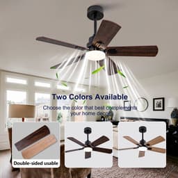 HAUSS SPOLE Plafondventilator - 42 Inch - Met Verlichting En Afstandsbediening - Metaal En Hout - Zwart En Donker Walnoot - Voor Woonkamer En Terras — thumbnail 3