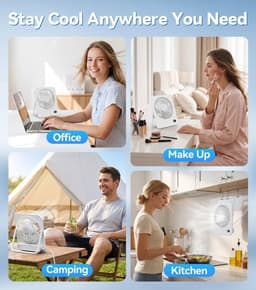 Solvix tafel ventilator geluidloos - Mini Tafelventilator - USB - 5 Snelheden - 180° Rotatie - Voor Thuis en Kantoor — thumbnail 5