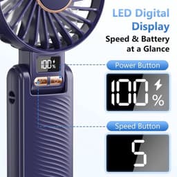 Solvix tafel ventilator geluidloos - Draagbare Ventilator - Wit - 20 Uur Accuduur - 5 Instelbare Snelheden - Voor Thuis, Kantoor en Reizen — thumbnail 2