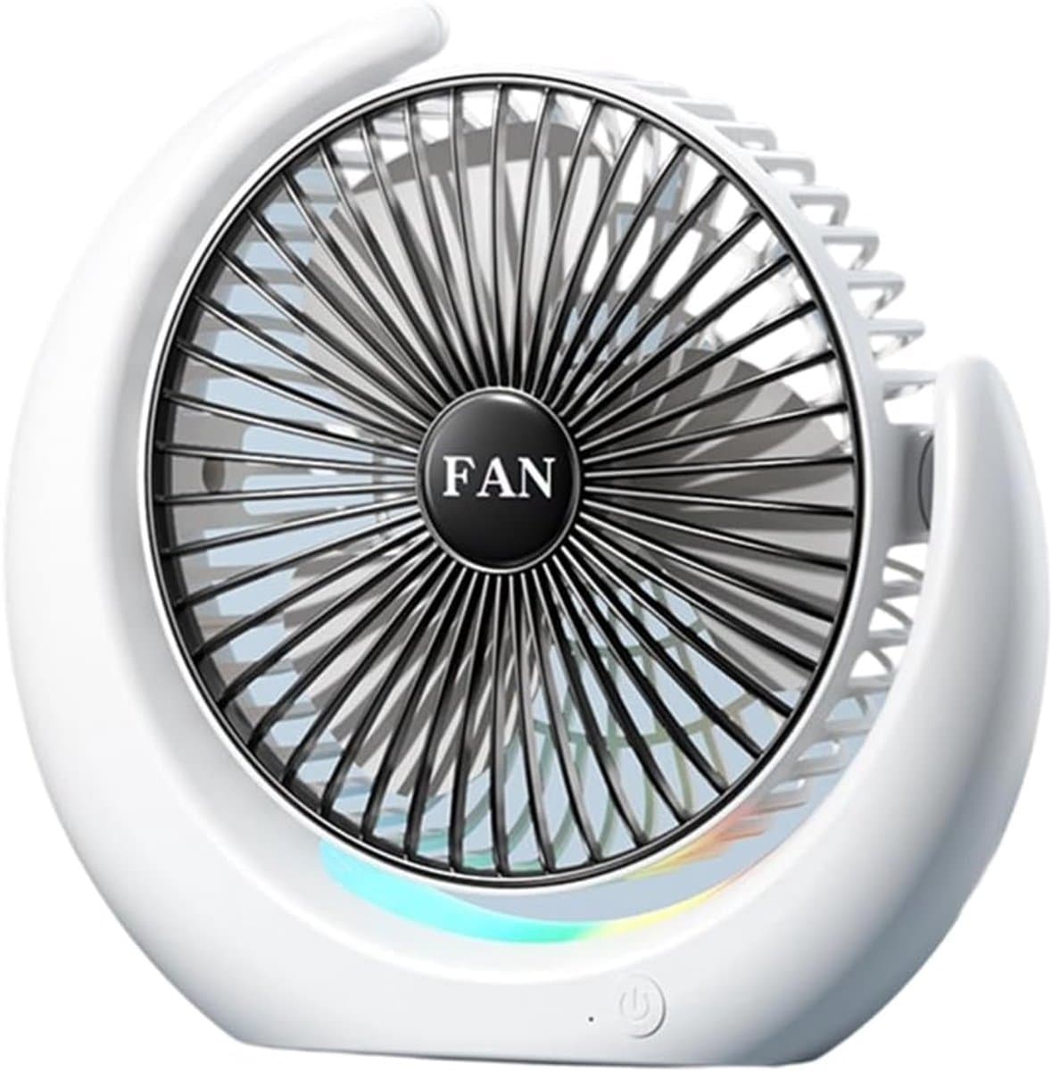 Oplaadbare bureaumventilator - USB tafelventilator met RGB licht - Stille kleine bureauventilator - 3 snelheden tafelventilator - RGB looplicht, bedraad en draadloos gebruik - Kunststof - 20×5×21cm - Geschikt voor kantoor en thuis - Zwart — afbeelding 1
