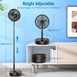 Vloerventilator - Zomerkoeling - Staande ventilator - Koeling woonkamer - Hittebestrijding - Verstelbare ventilator - Ventilator met afstandsbediening - Stille ventilator - Draaibare ventilatorkop - Verfrissing binnenlucht - Ventilatie - Zwart — thumbnail 3